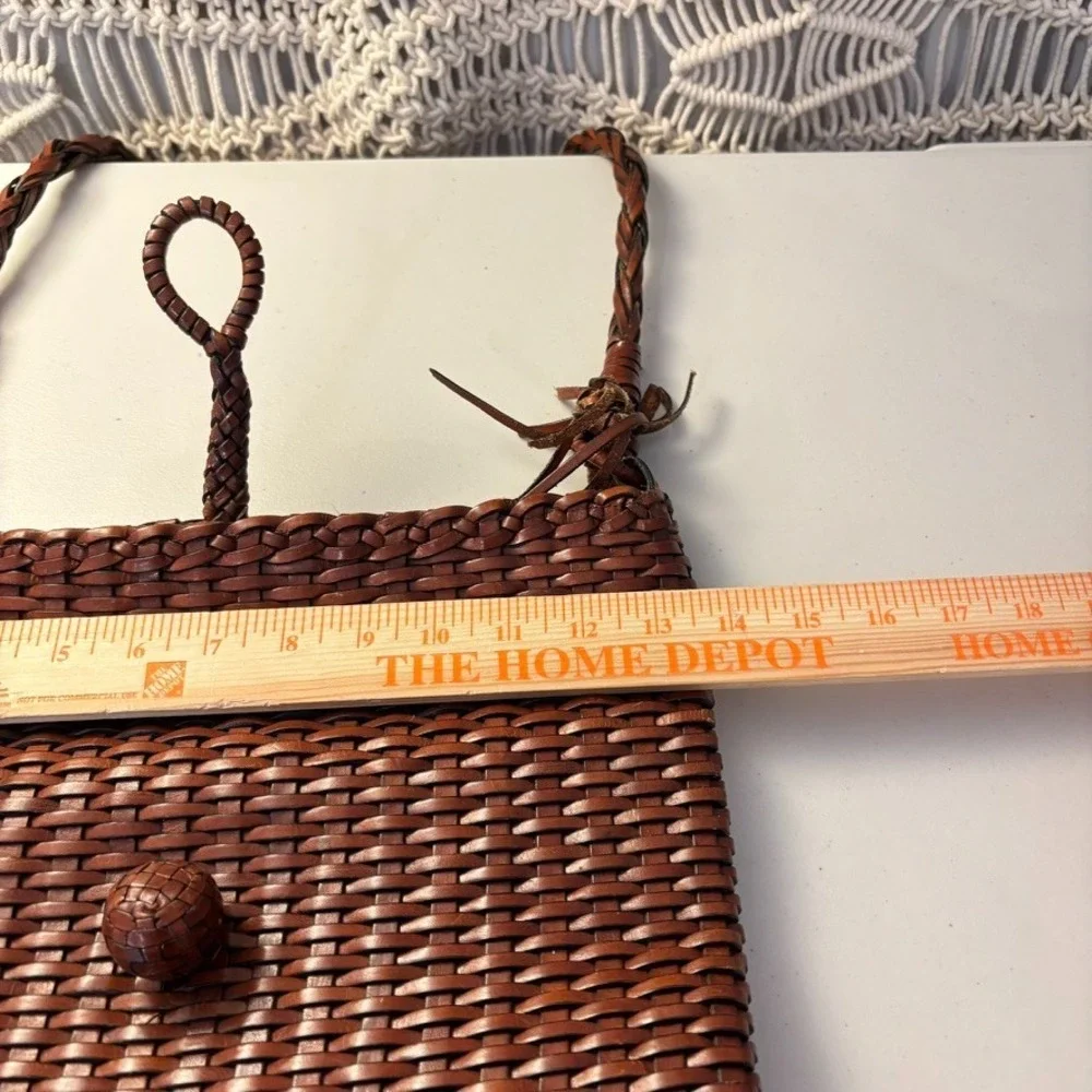 VTG BONANI Basket Weave Leather Crossbody Shoulder Bag‎ Purse Boho Unique